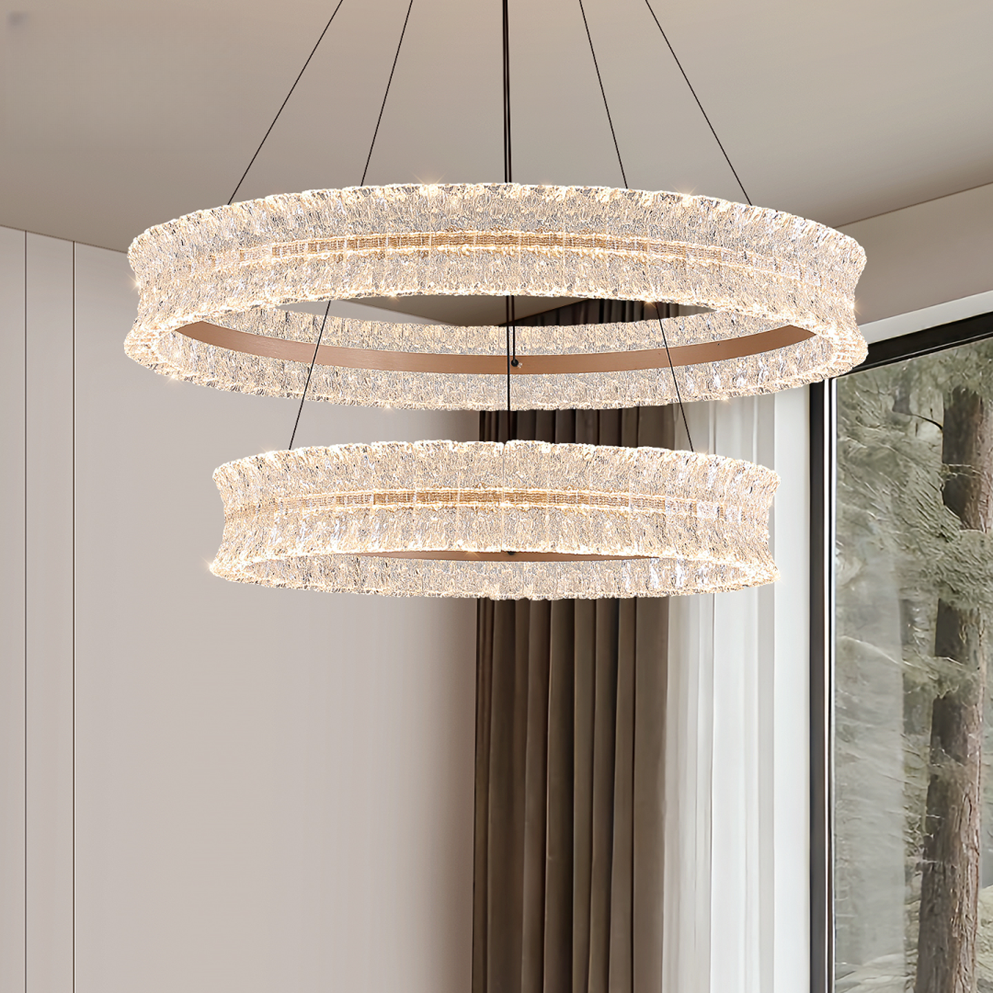 意式极简高端大气高级感轻奢2025新款现代简约圆环客厅灯主灯吊灯