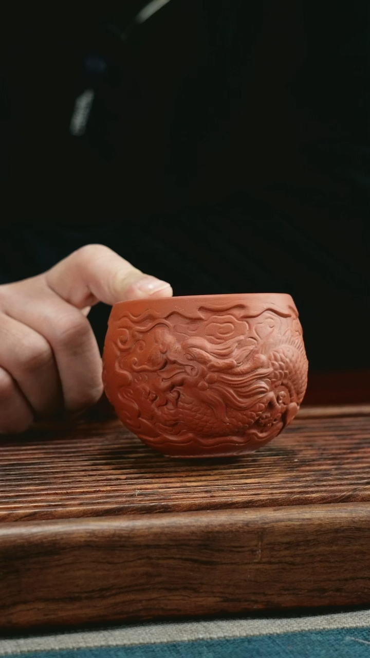 【闪购商品】紫砂茶杯朱泥龙杯