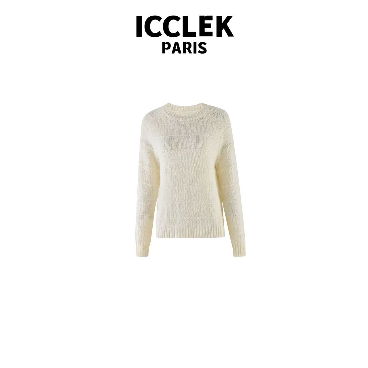 XY 白色手钩圆领织衫 长袖 气质 轻奢 名媛 -5016