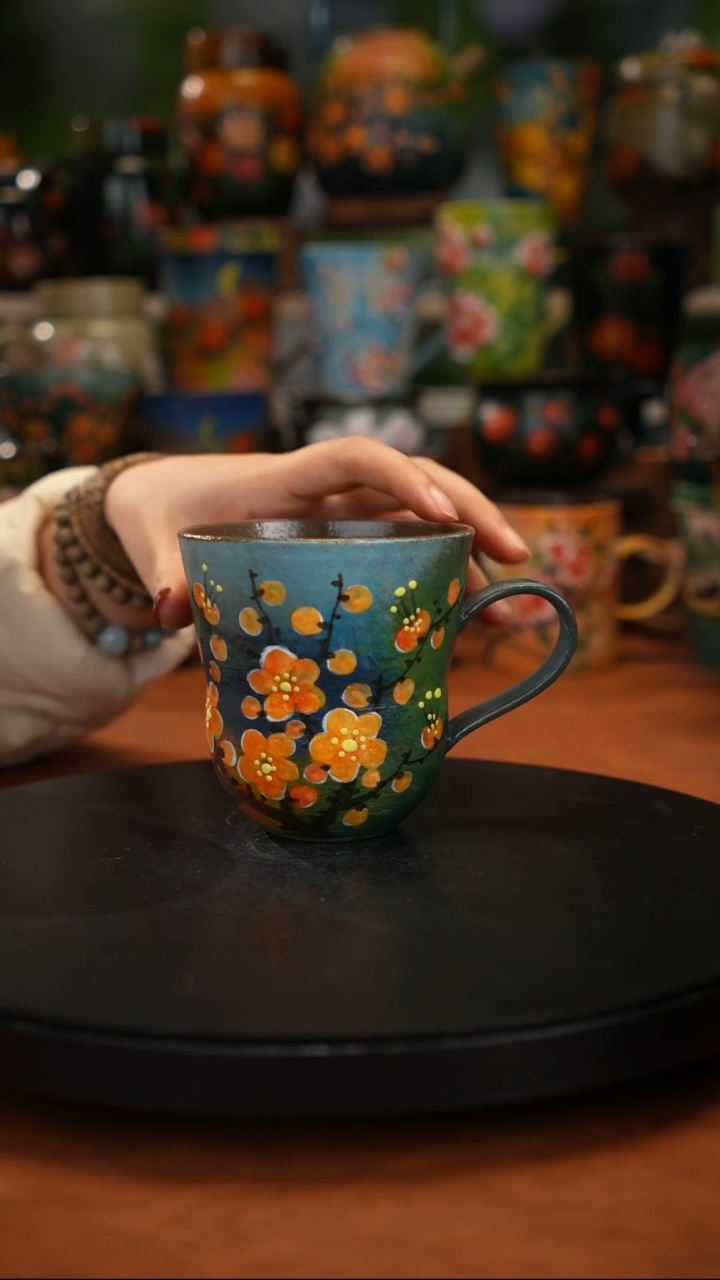 紫砂油画手绘 釉下彩