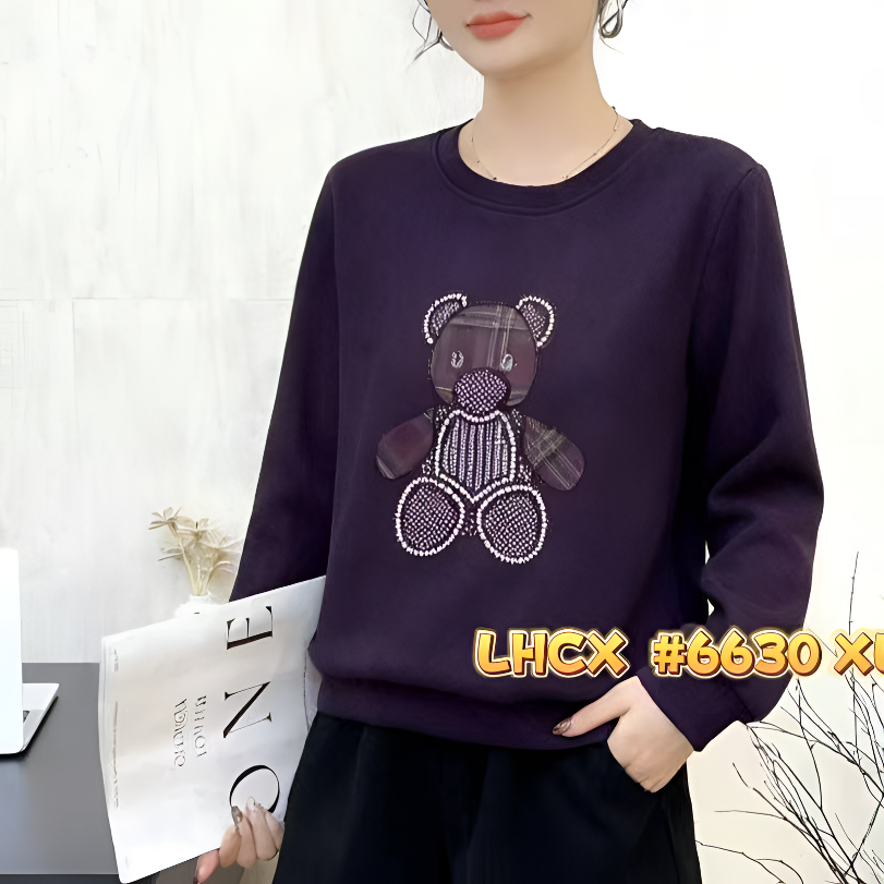 【玲子现货】6630  小熊彩钻欧货厚卫衣女上衣显瘦
