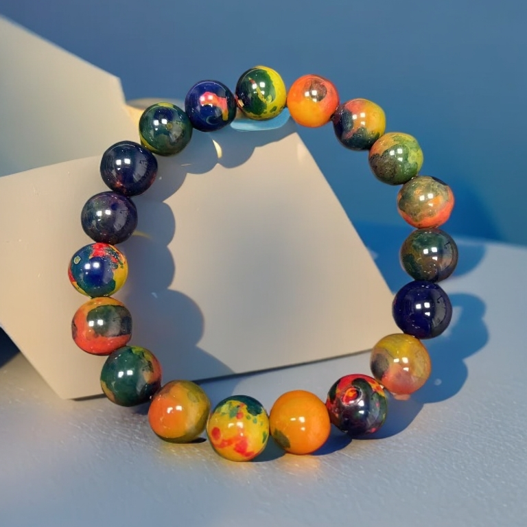 佐琴斯玛天然藏红花玛瑙玉手串10MM19颗经典单圈玉石多样性发一件