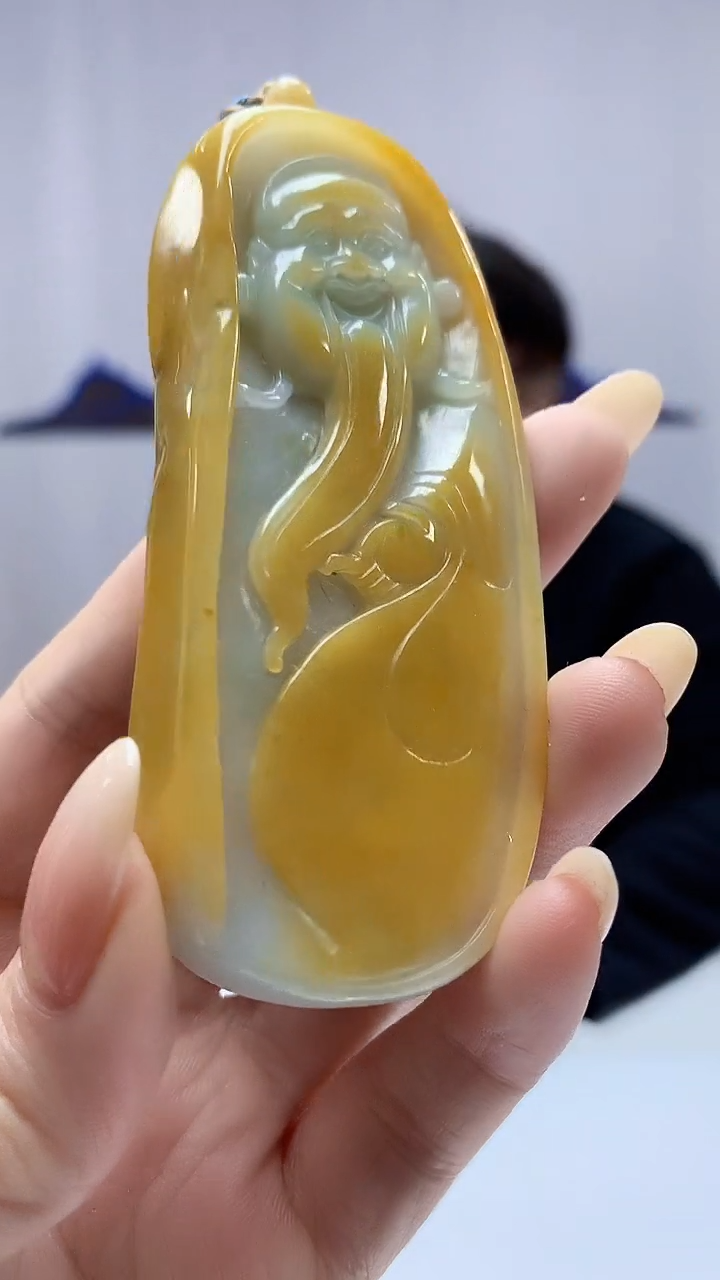【闪购商品】定制翡翠未镶嵌5060DD-毛货挂件财神107