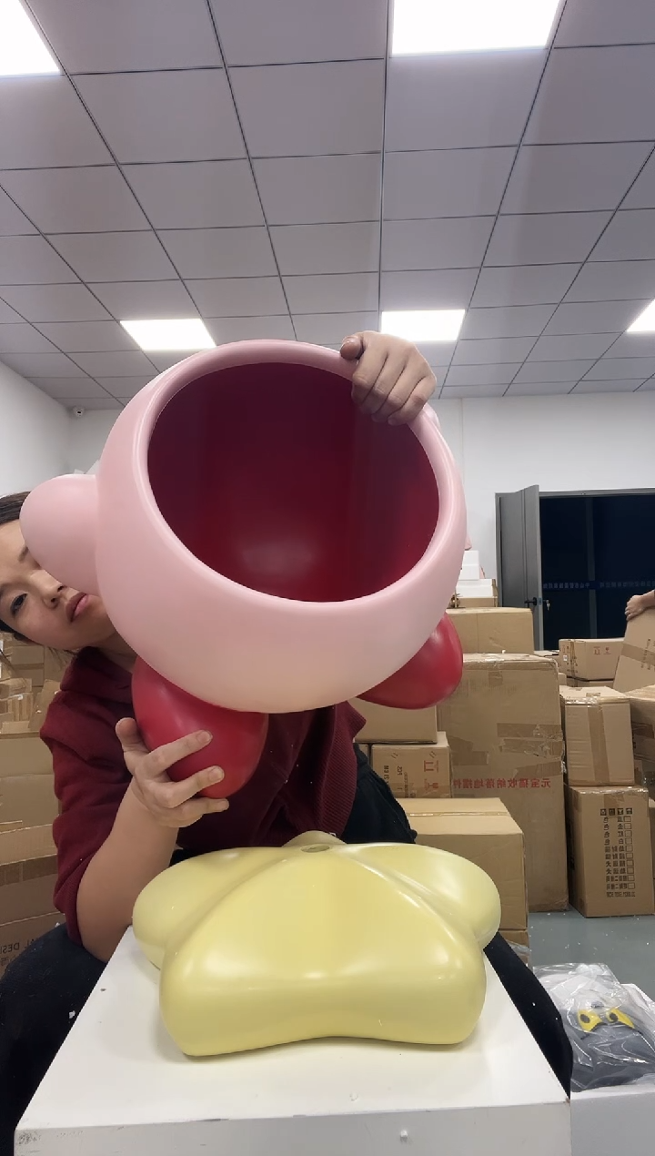 树脂粉胖子落地摆件