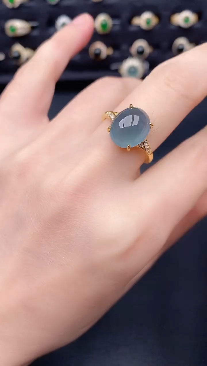 银S925镶嵌戒指翡翠天然a货翡翠45