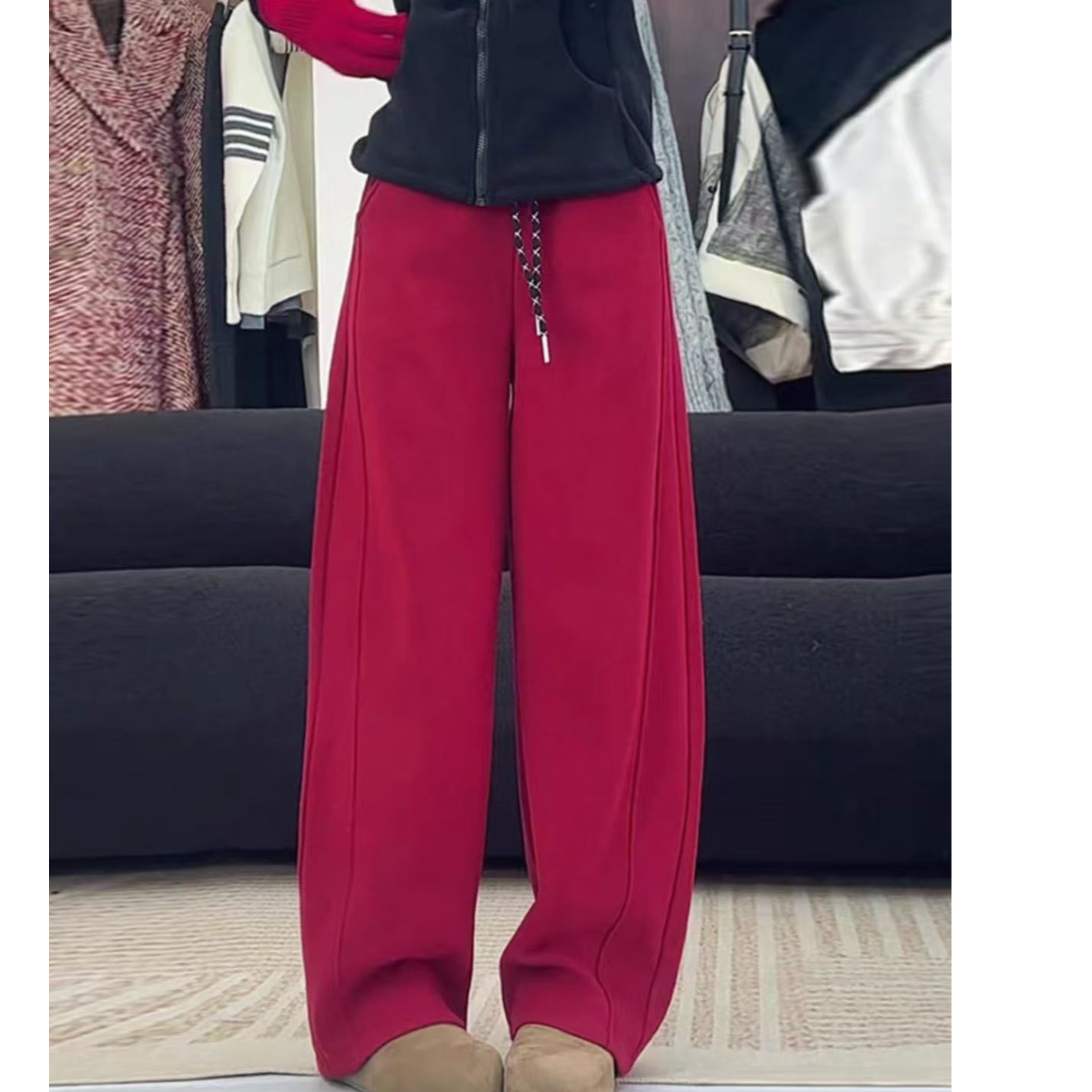 慕冬绒K1560玫瑰红加绒休闲裤2512