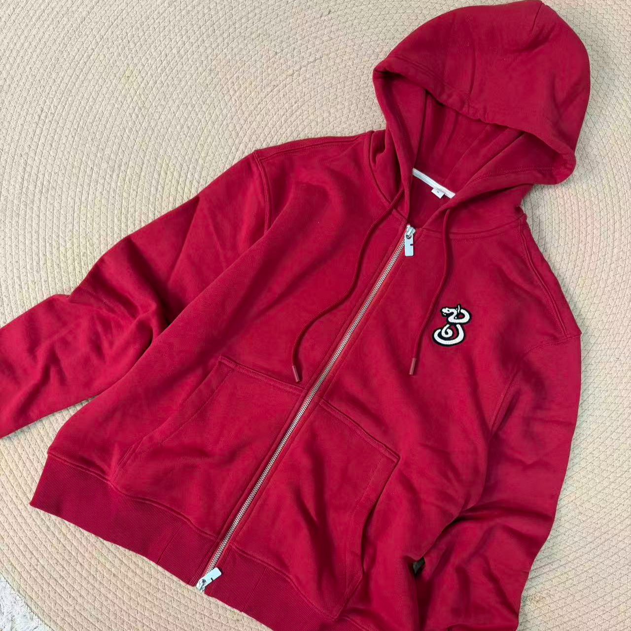 【金火柴】限定红连帽刺绣连帽外套男女同款