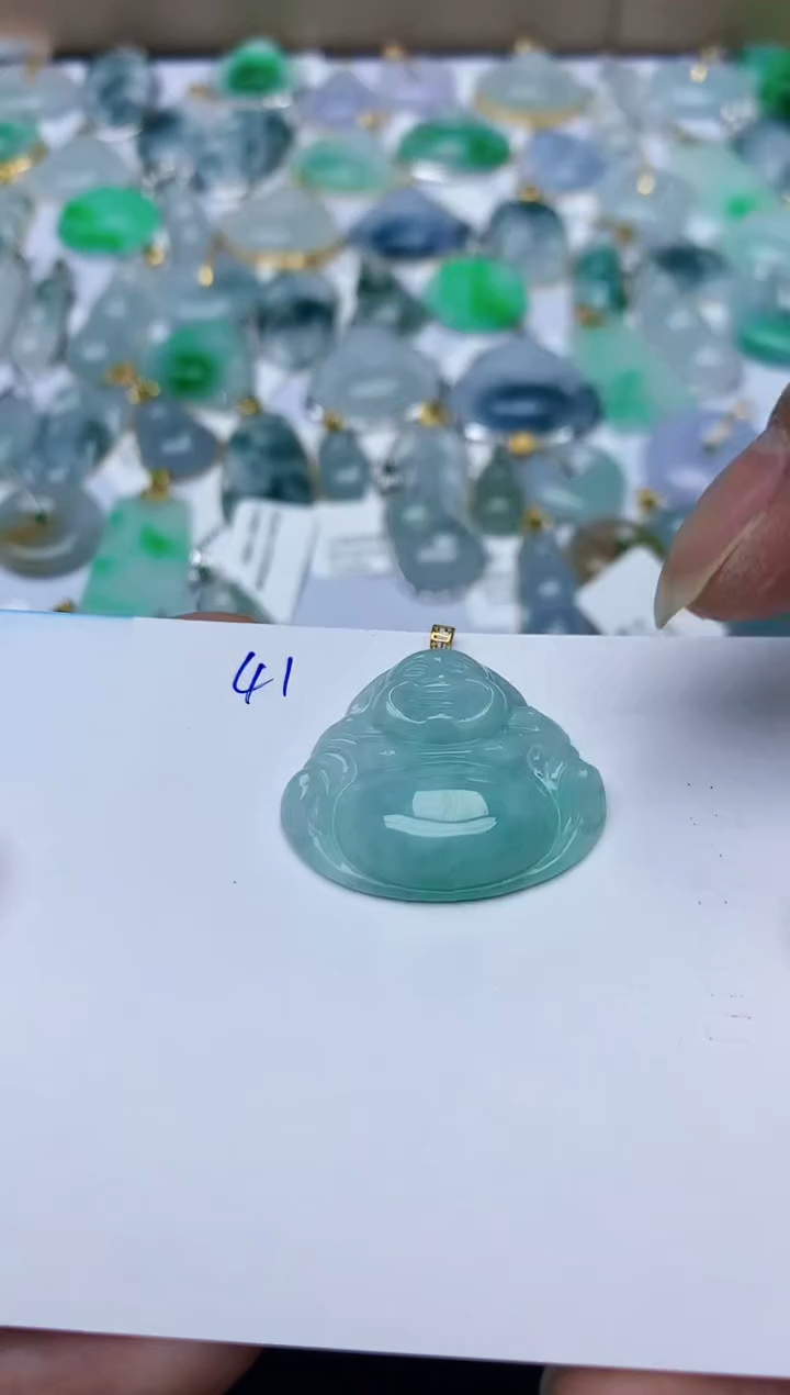 【闪购商品】翡翠颈饰18K金镶嵌天然翡翠A货   