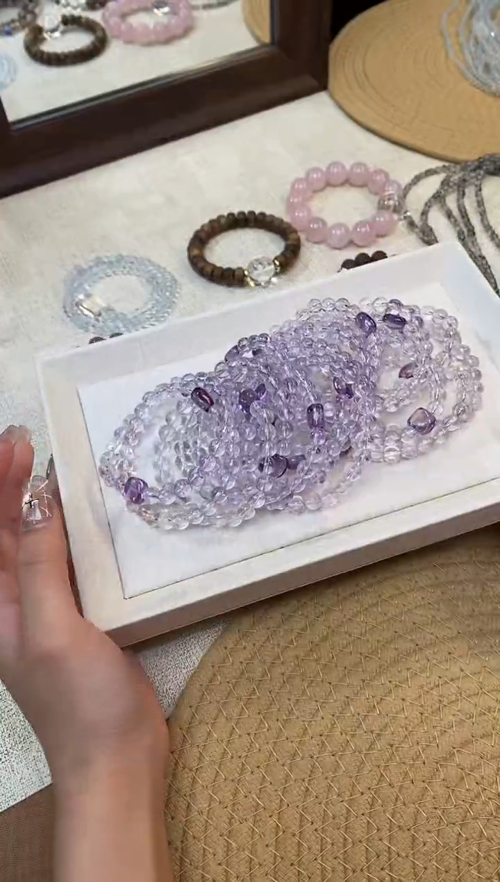 合金手链水晶《葡萄成熟时》玻利维亚紫水晶设计款7-8mm多样性发一