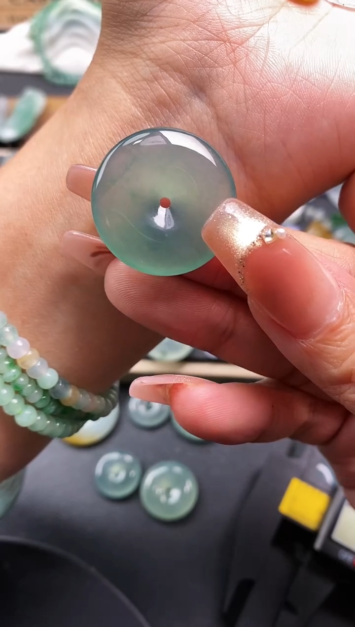 裸石翡翠ᰔ****?平安扣 定向 金喜连连