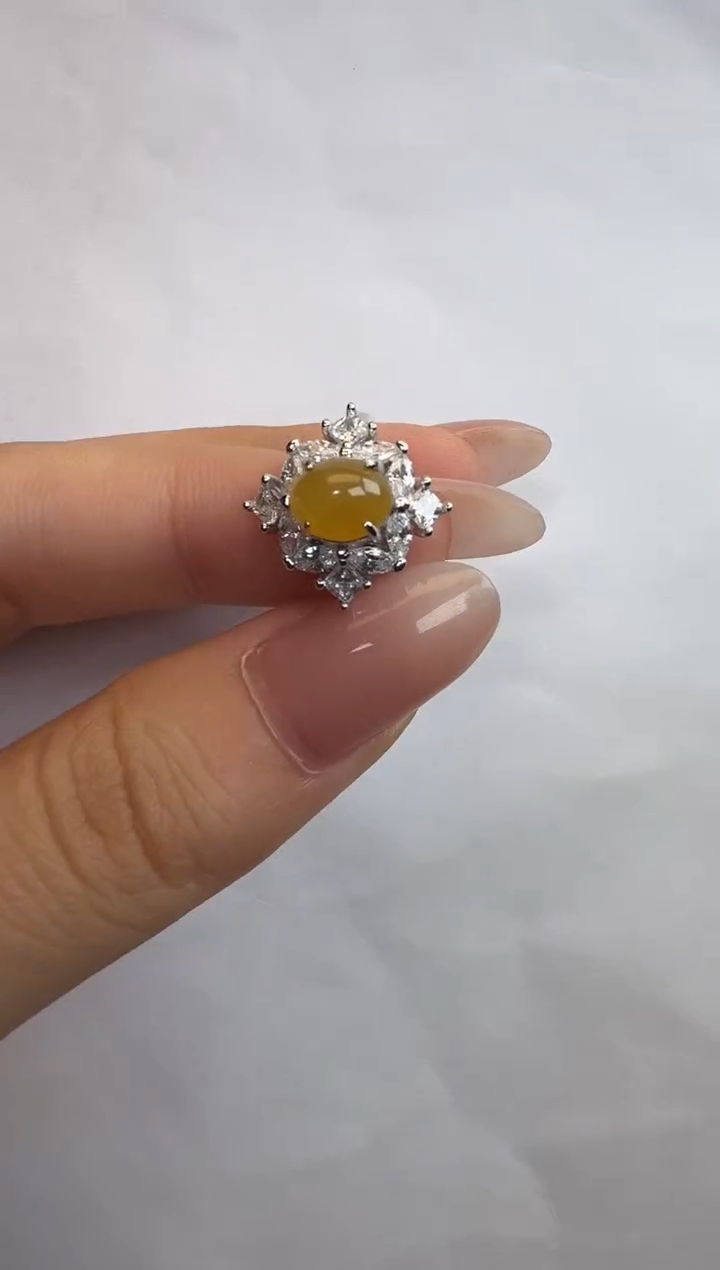 银S925镶嵌戒指翡翠通体925银镶缅甸A货翡翠戒指209