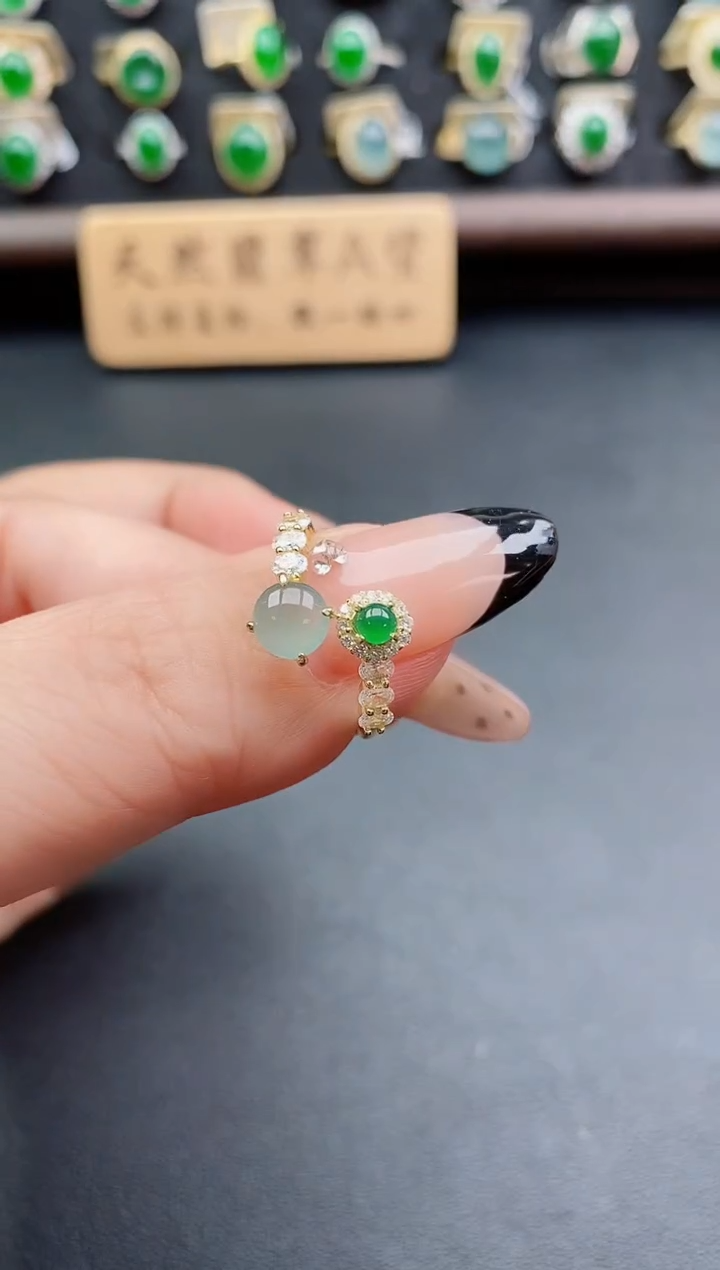 银S925镶嵌戒指翡翠1