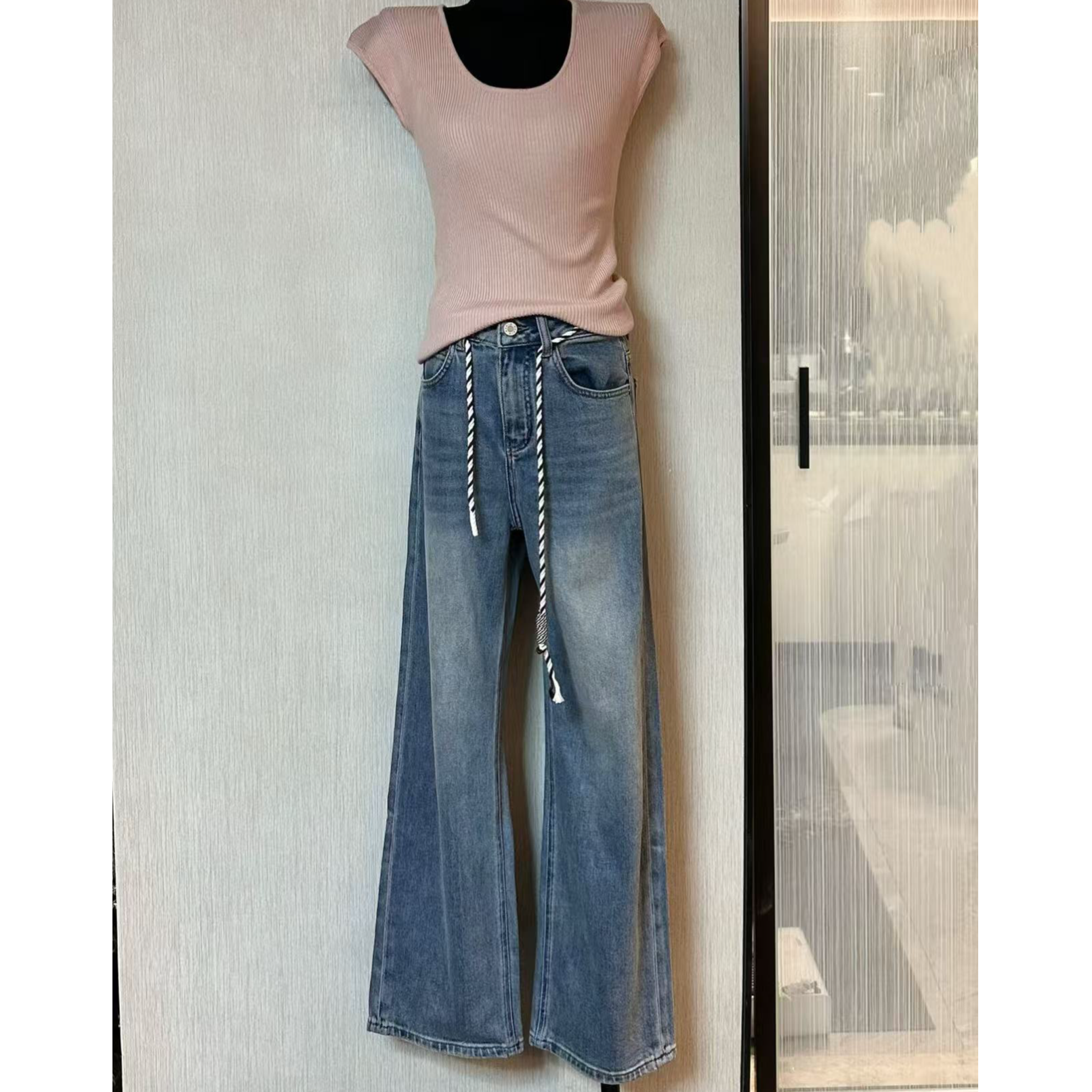 【小心姬】时尚星辰显瘦直筒显瘦牛仔裤＋上衣