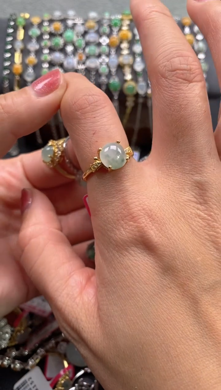 【闪购商品】翡翠戒指银S925镶嵌222222     9