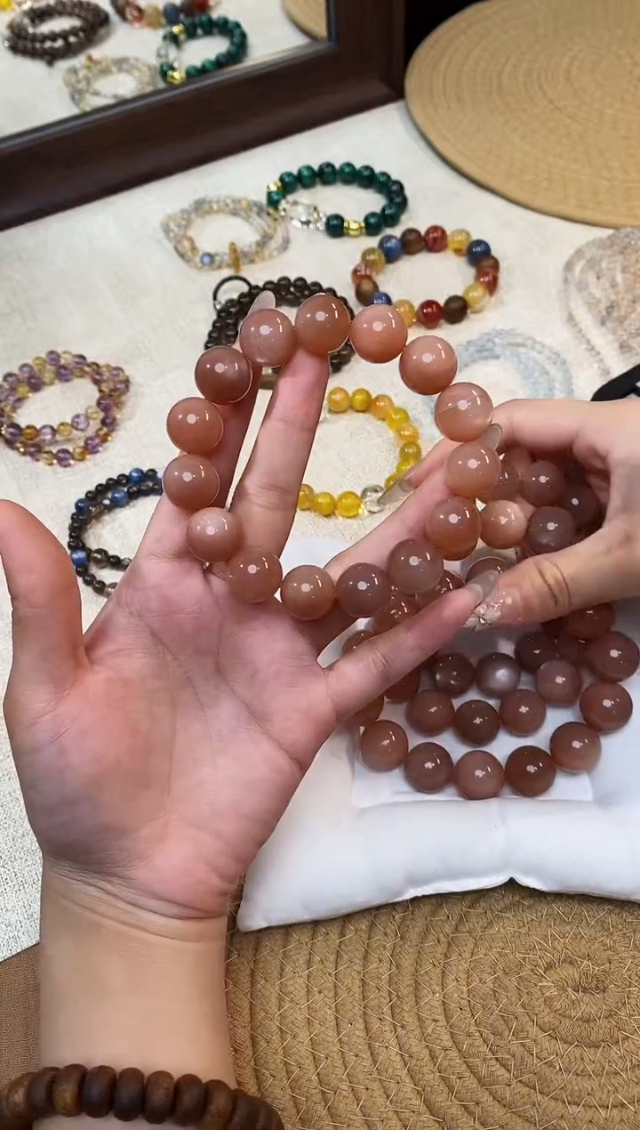 银S925镶嵌手链日光石14橙月光设计多样性发一