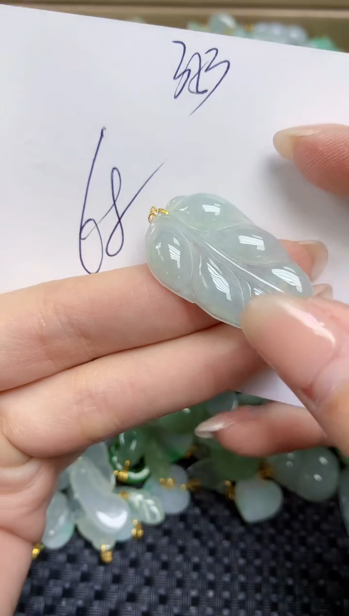 【闪购商品】翡翠颈饰18K金镶嵌天然缅甸A货翡翠