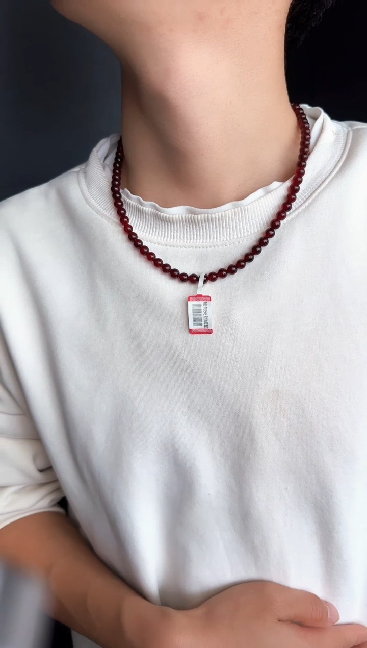 琥珀颈饰未镶嵌洗*娜#27缅甸琥珀血珀妈妈链6mm