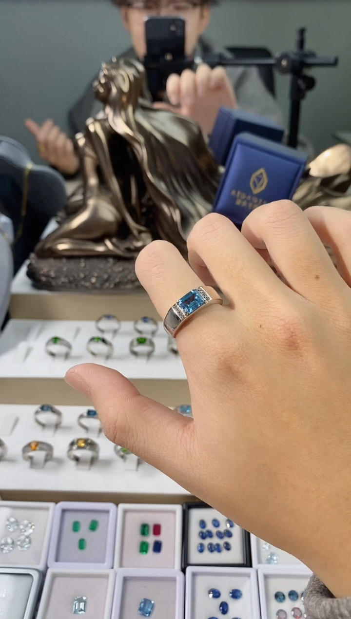 【闪购商品】托帕石戒指银S925镶嵌活口戒圈拍下备注身高体重