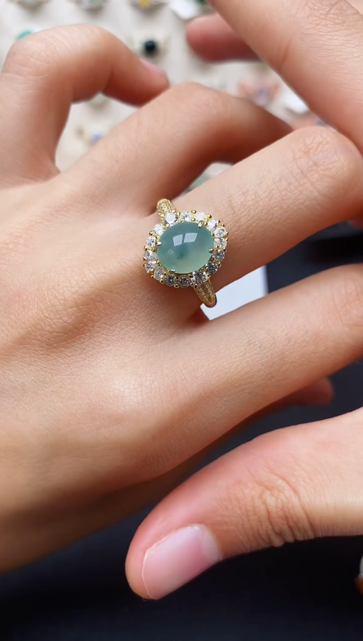 【闪购商品】翡翠戒指银S925镶嵌缅甸翡翠