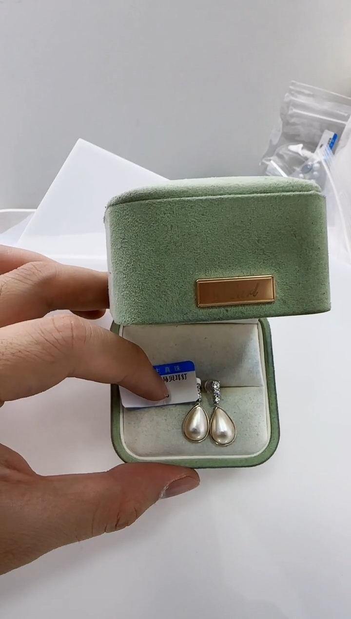 【闪购商品】拼合珍珠（马贝珠）DA银S925镶嵌c896 马贝耳环