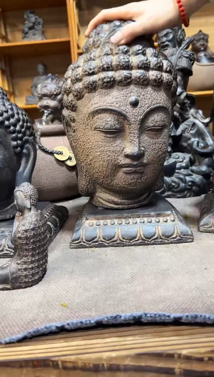 陶土大佛首+底座