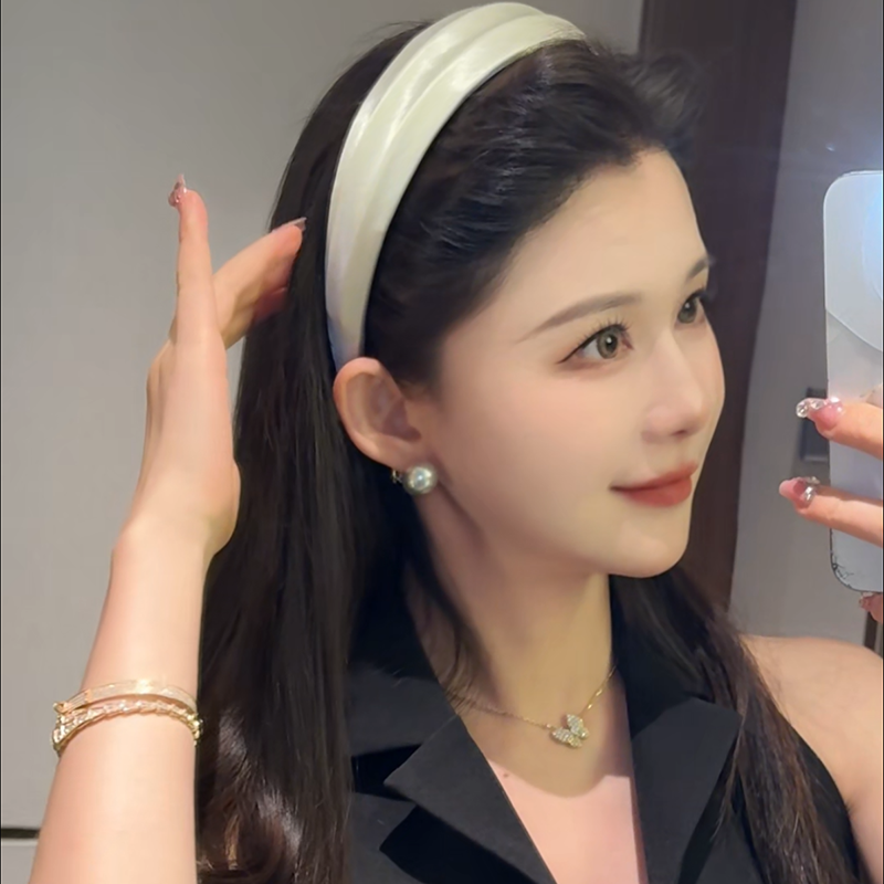 发箍头饰白色头箍纯色简约百搭时尚网红气质宽边优雅甜美缎面法式