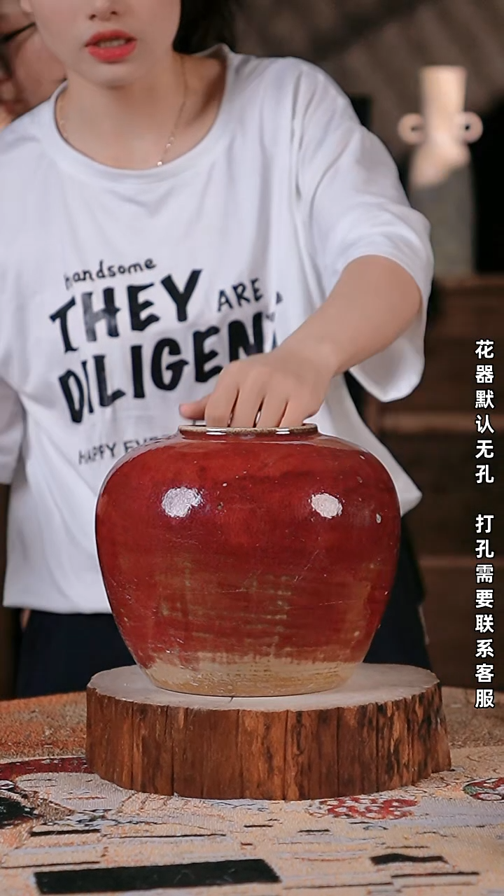 摆件景德镇高温花器摆件10*19