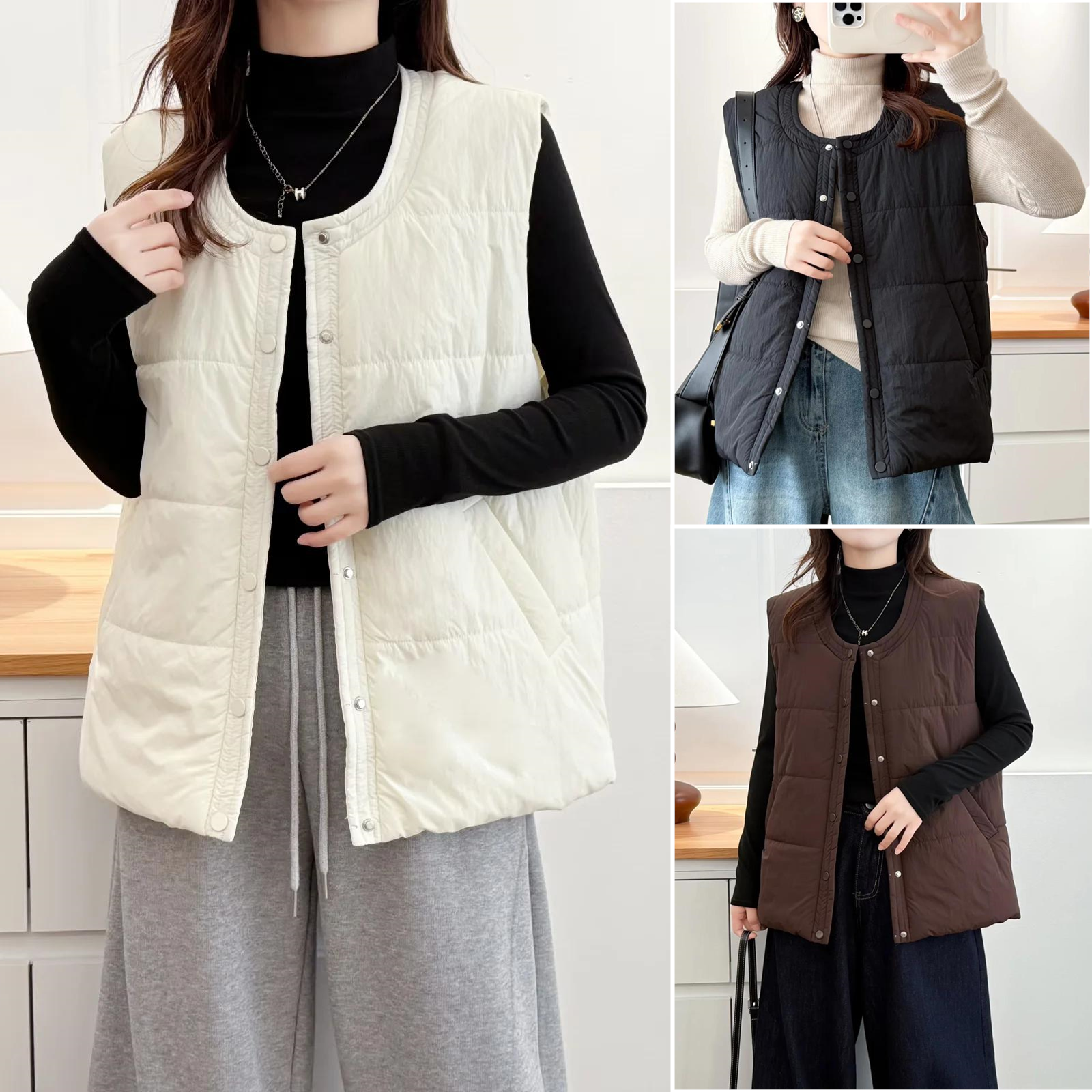 胖mm冬装女装纯色大码外套中年200斤整张棉棉马甲坎肩圆领女上衣