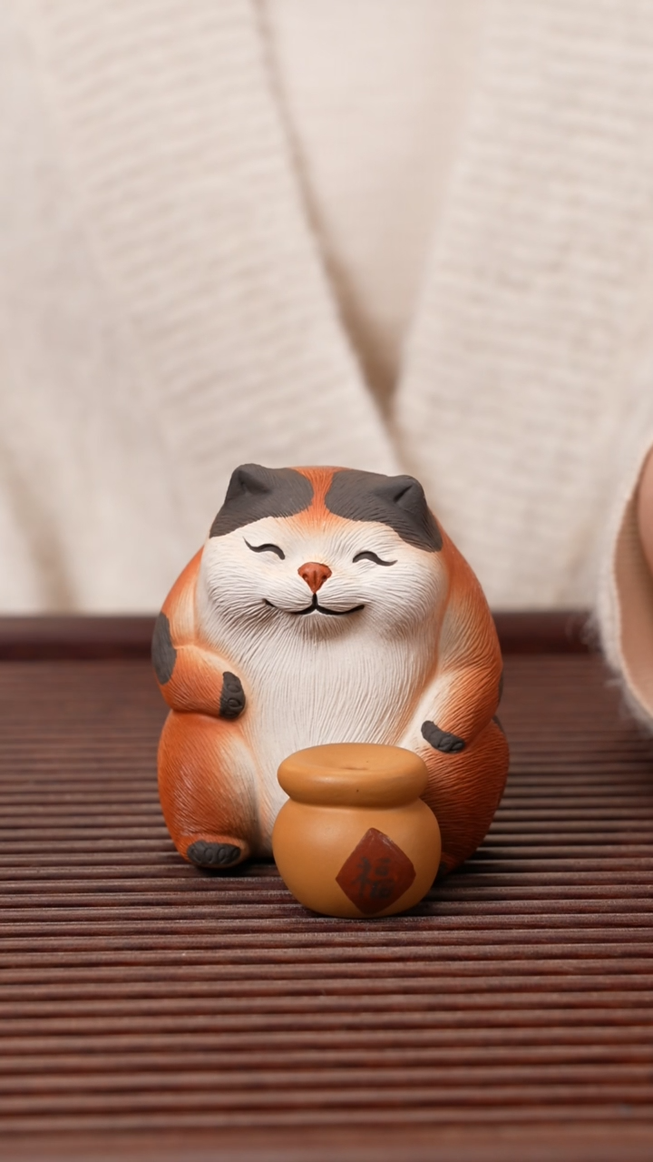 【闪购商品】紫砂茶宠小猫香叉