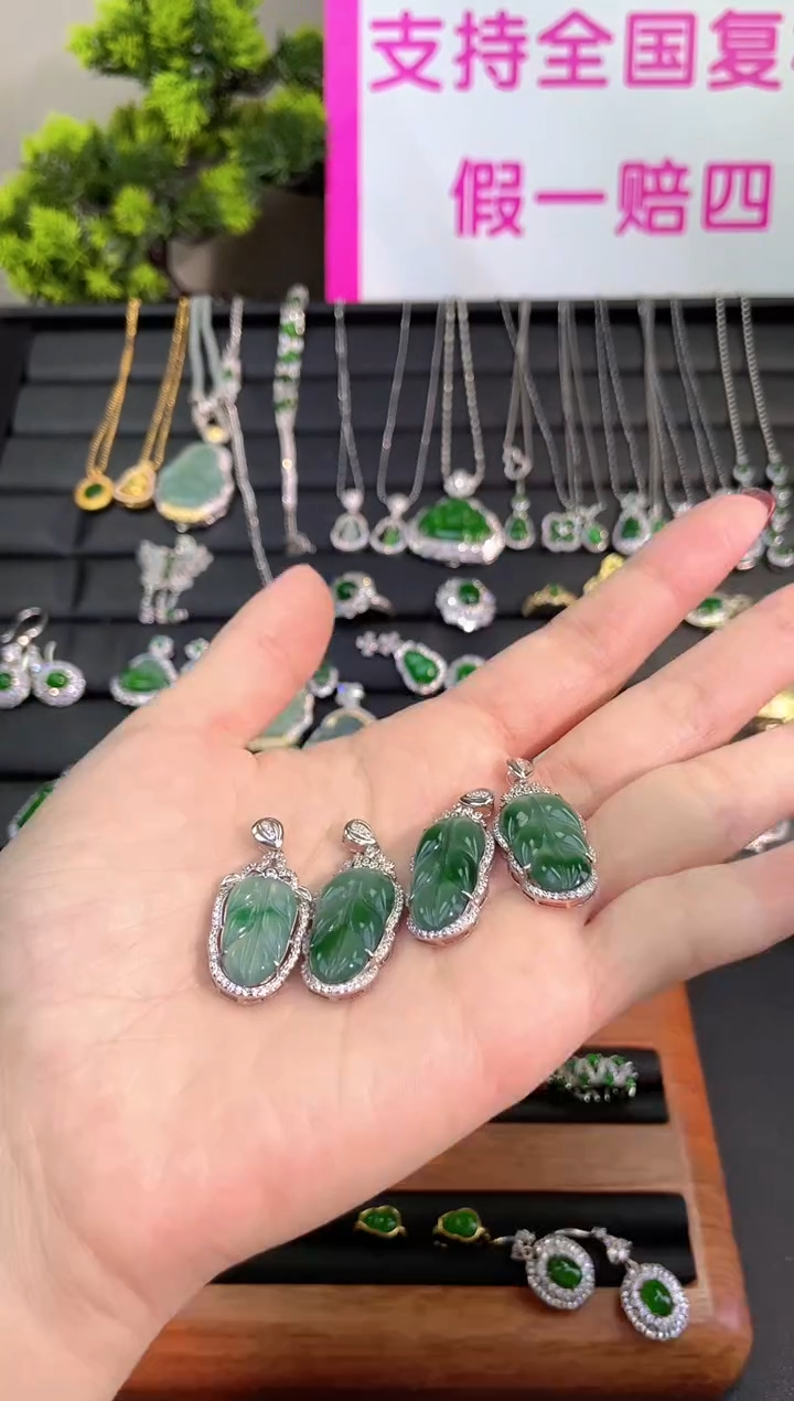 【闪购商品】翡翠颈饰未镶嵌叶子