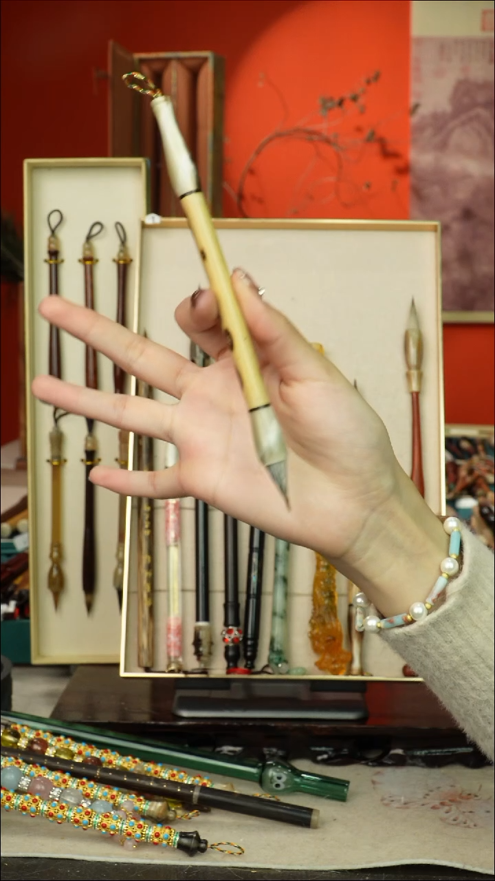 335号闪孤品高货毛笔链接 清水试笔 蘸墨不退