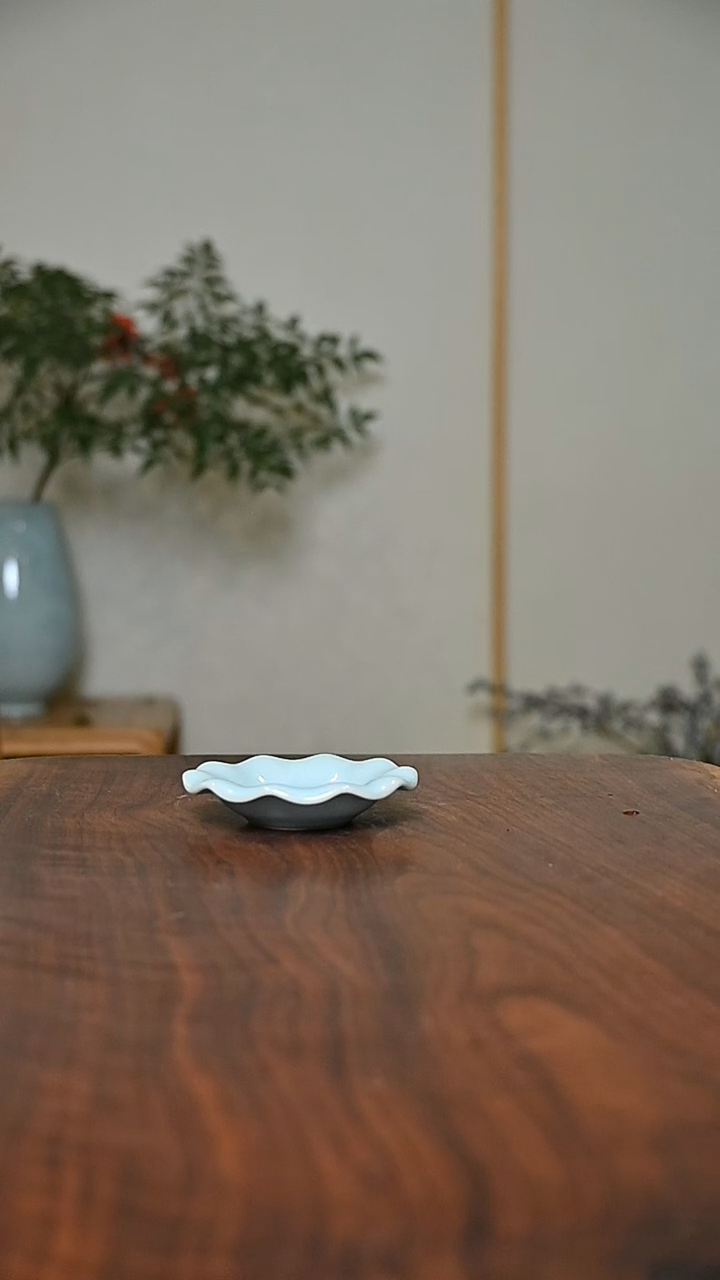 盏托 天青 微瑕 朱家汝窑款