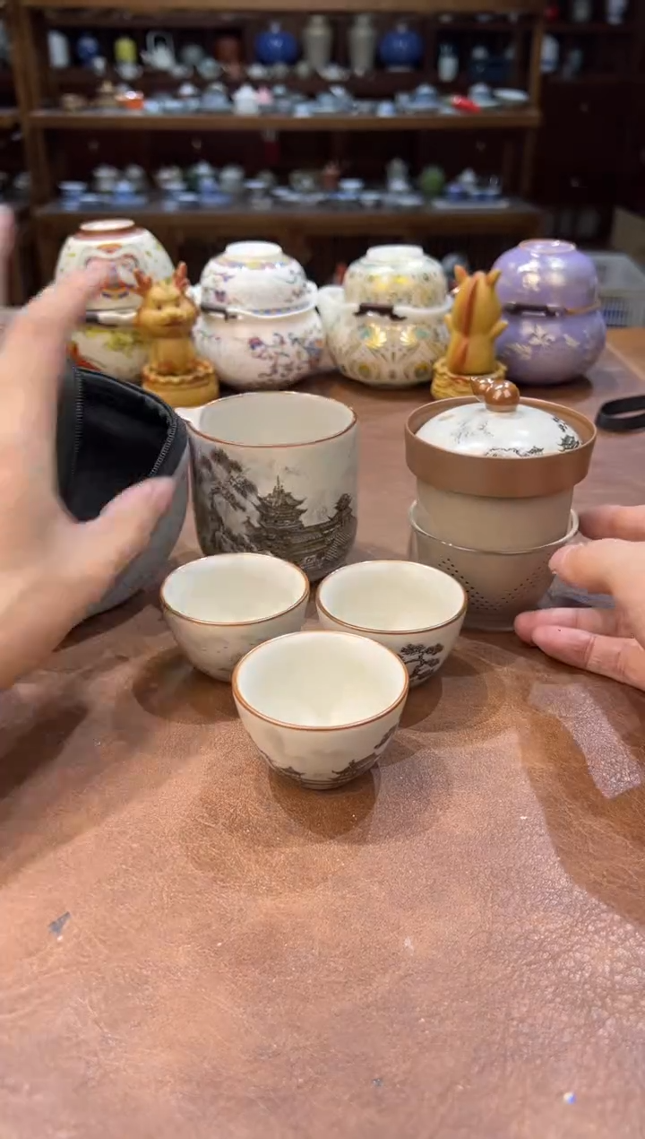 真的很便宜超好看会开片的旅行茶具