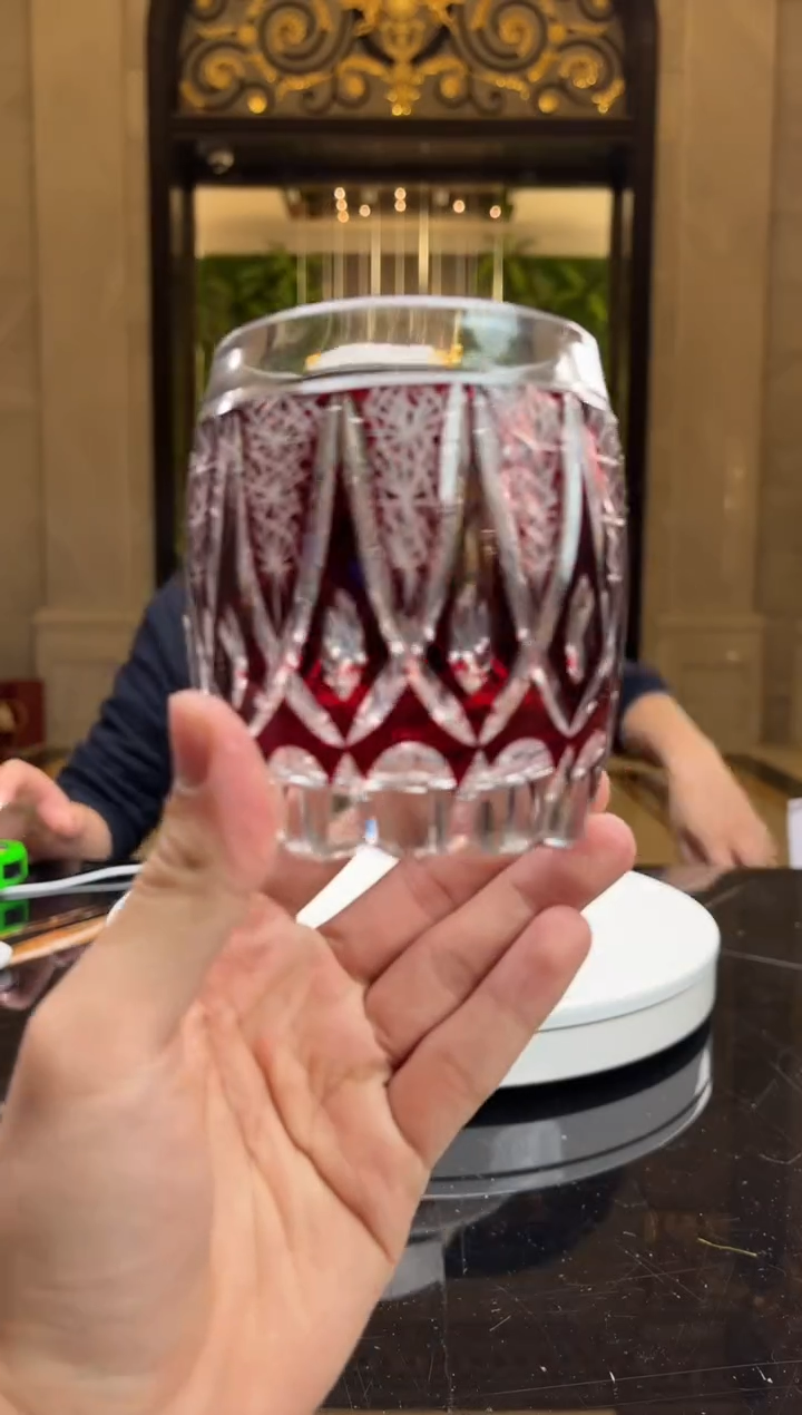 【闪购商品】摆件AJ06579红色刻花威士忌杯