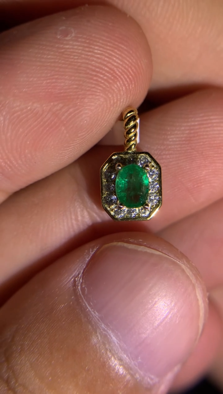 吊坠银S925镶嵌祖母绿吊坠