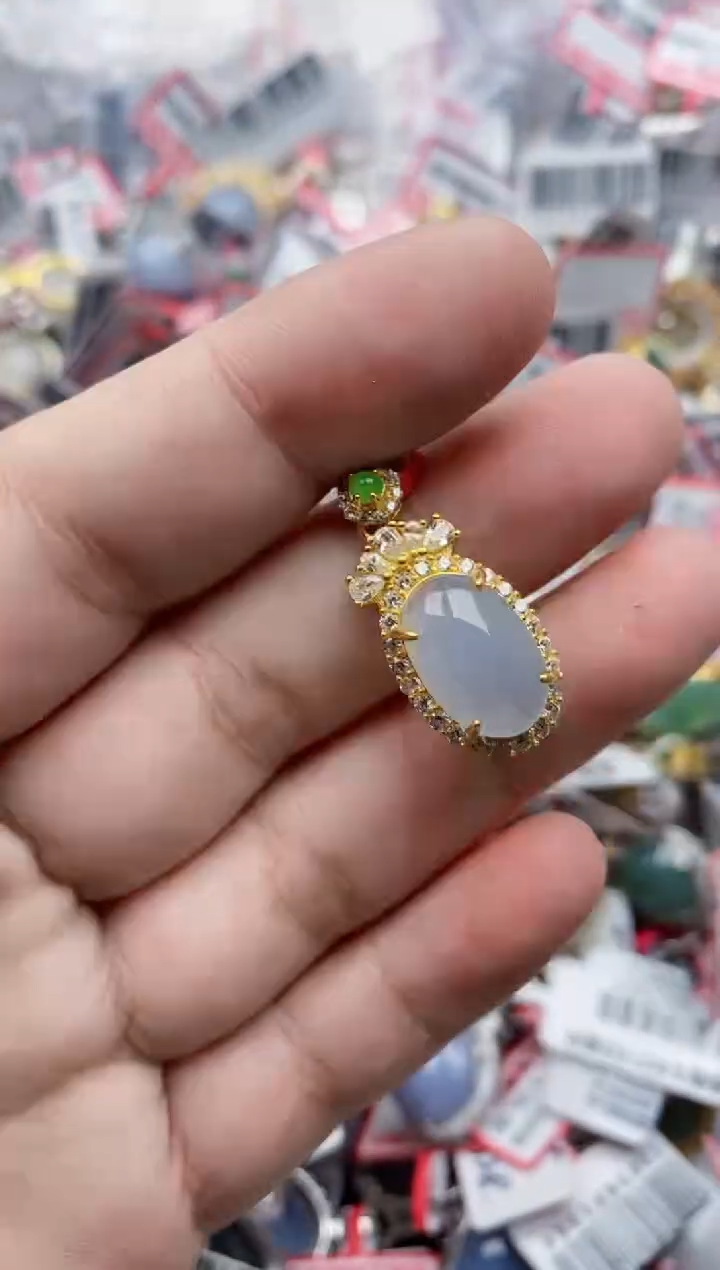 翡翠银S925镶嵌戒指2222---3