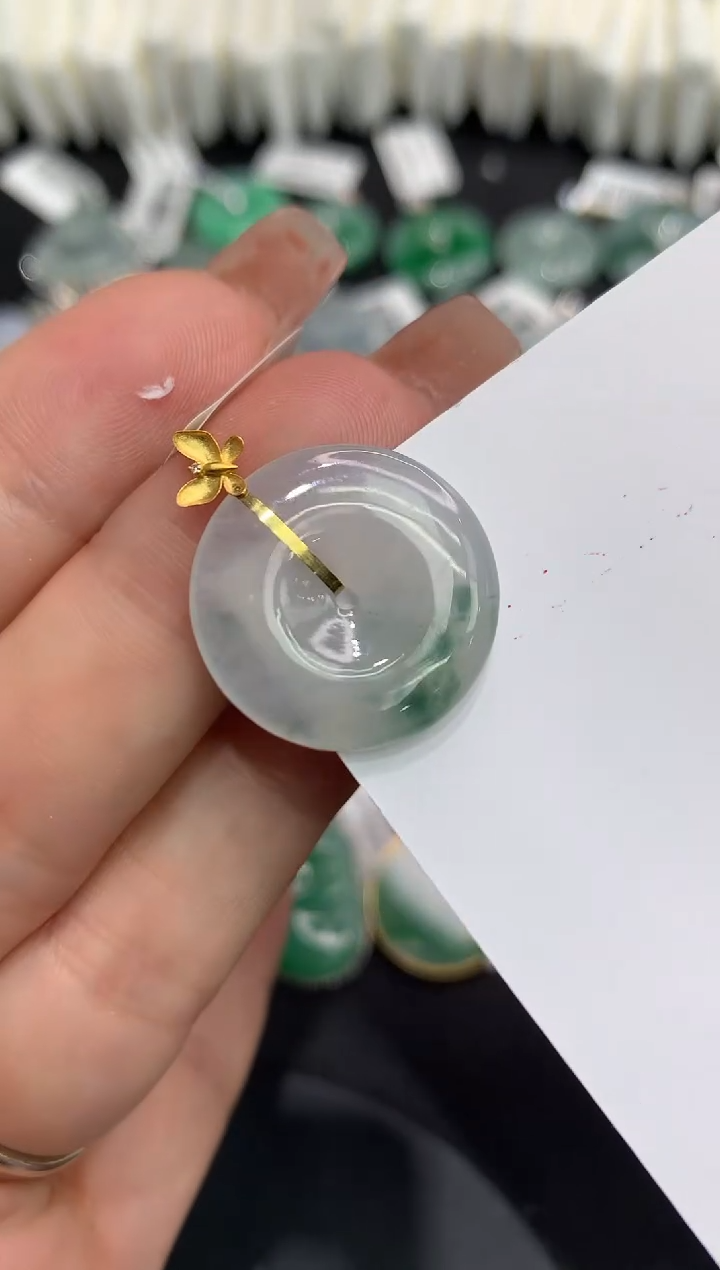 吊坠(不含链)18K金镶嵌翡翠111111111111