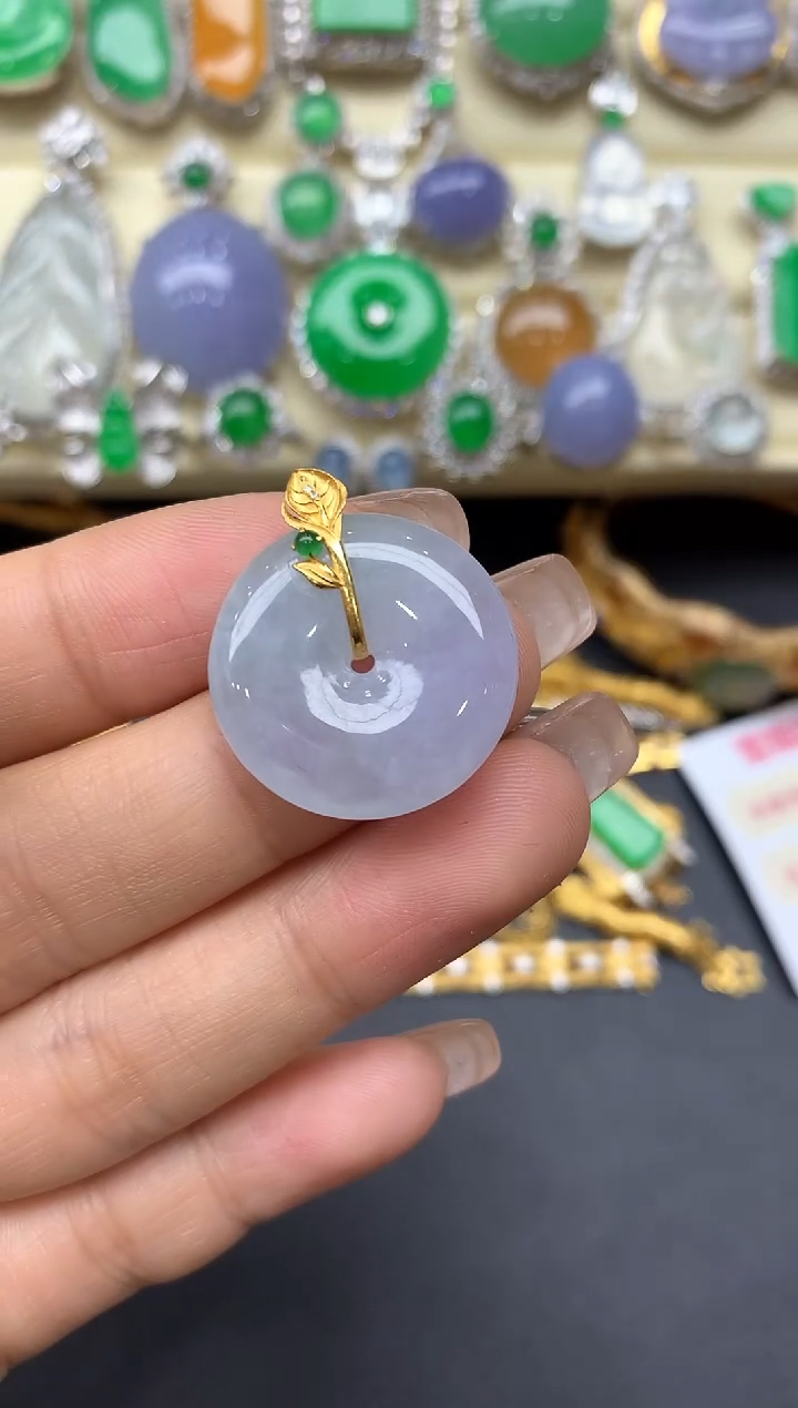 颈饰18K金镶嵌翡翠208-中国好珍宝