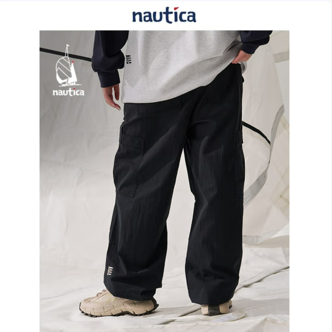 Nautica White SailCityBoy 中性经典工装休闲降落伞裤43PW26