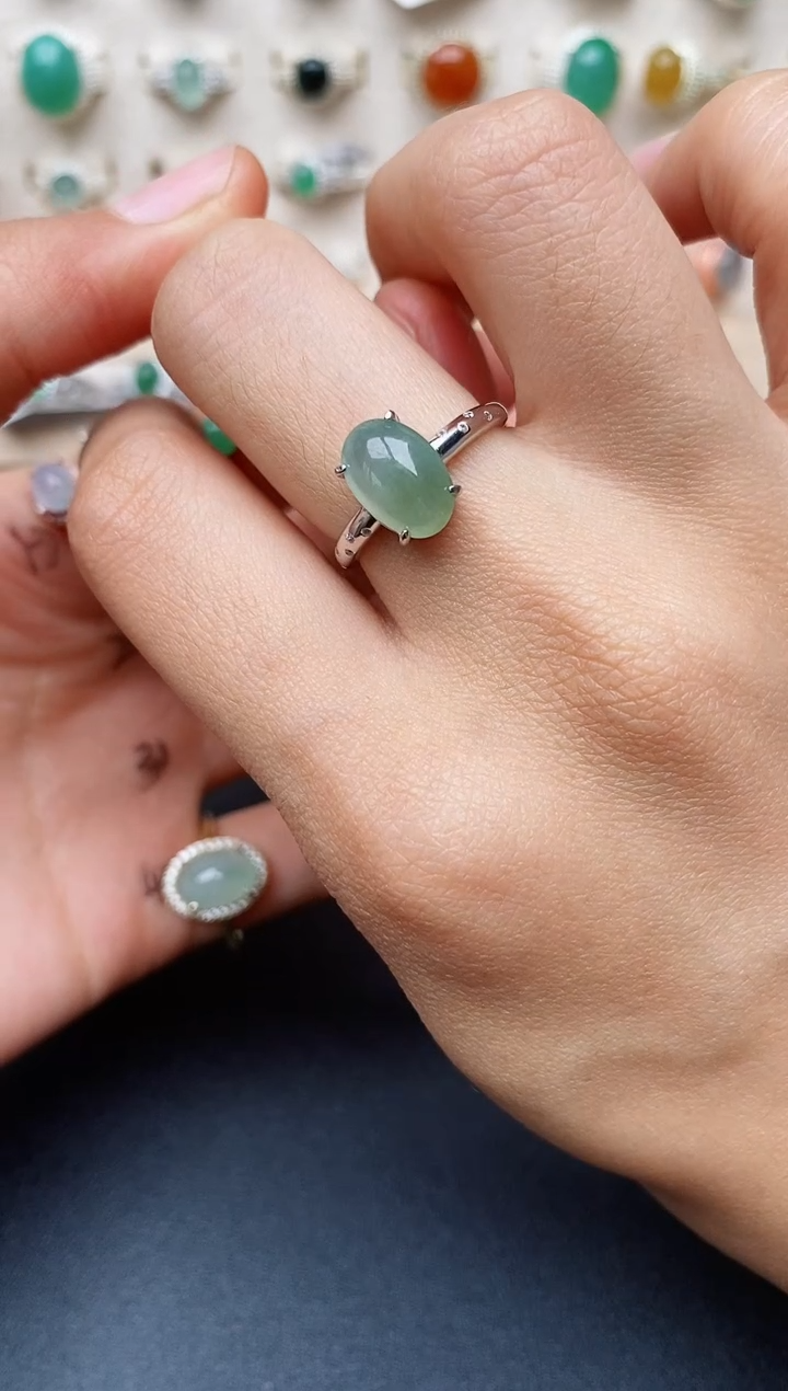 【闪购商品】翡翠戒指银S925镶嵌缅甸翡翠