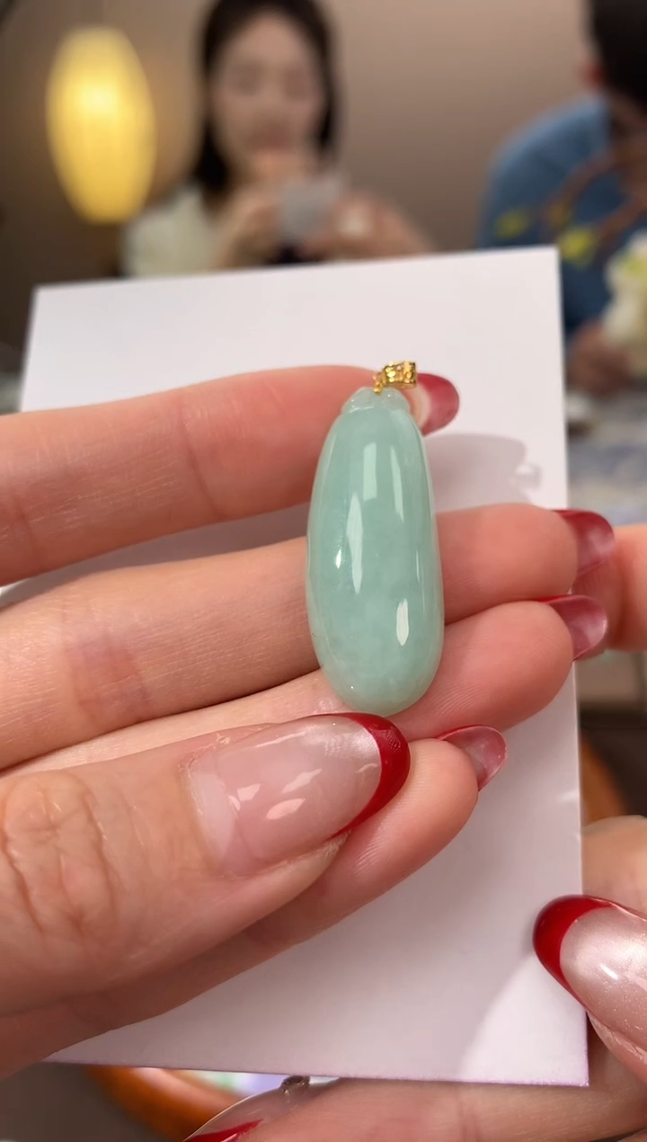 【闪购商品】翡翠颈饰18K金镶嵌天然缅甸a货翡翠