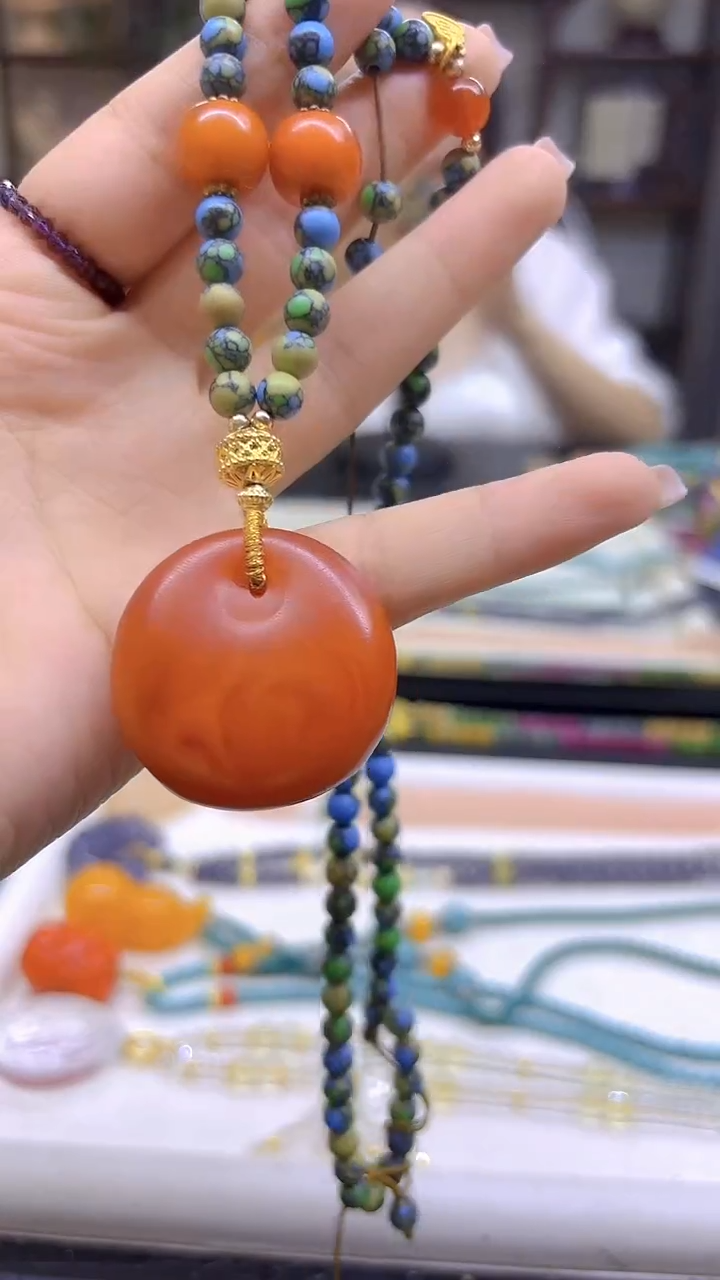 未镶嵌毛衣链蜜蜡DIY款M12