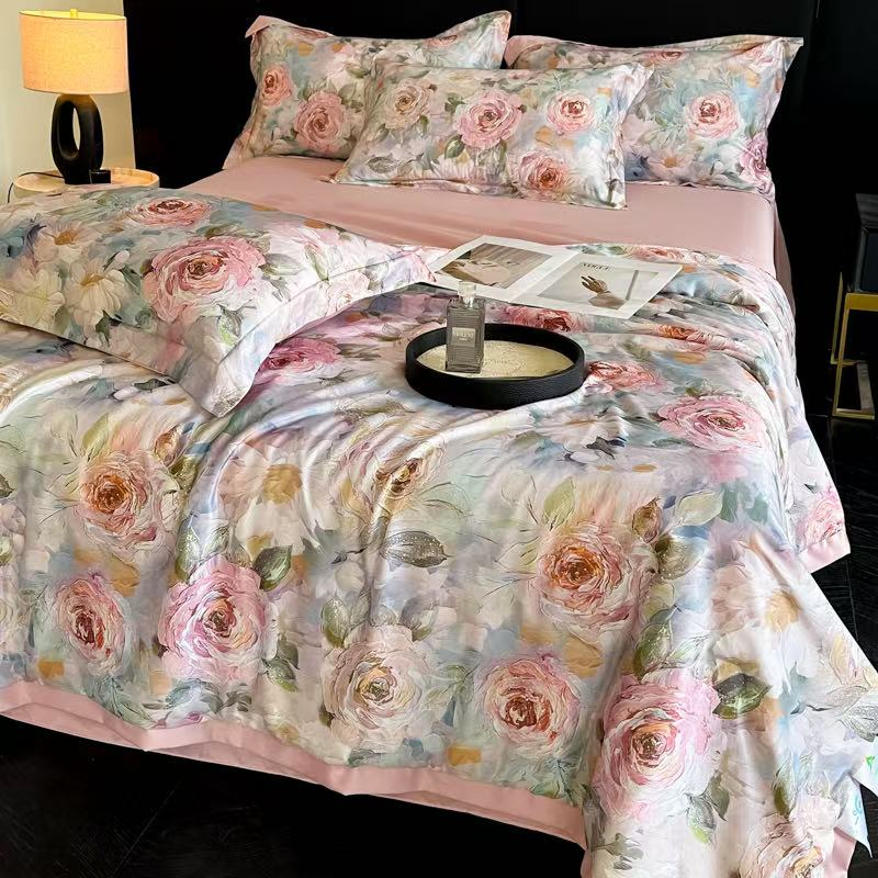 【刘总轻奢】高端臻丝玉锦缎夏被四件套-玫瑰花园