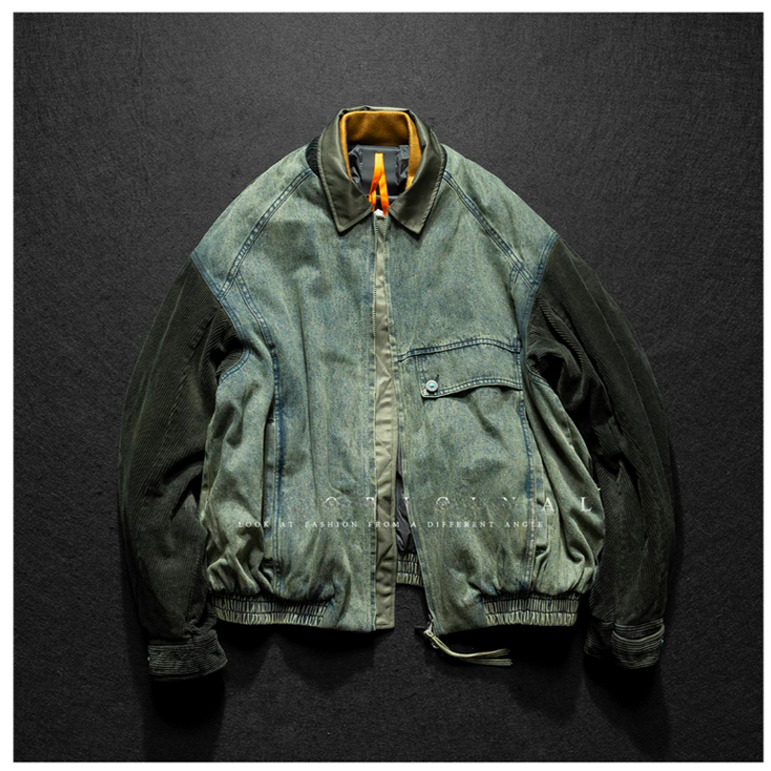 MUMU冬季新款水洗做旧加厚保暖立领潮牌宽松百搭牛仔羽绒服外套