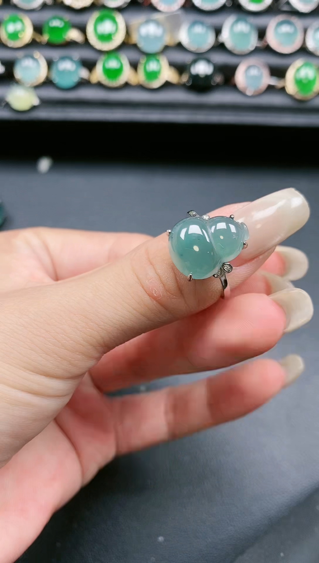 翡翠戒指银S925镶嵌1111111