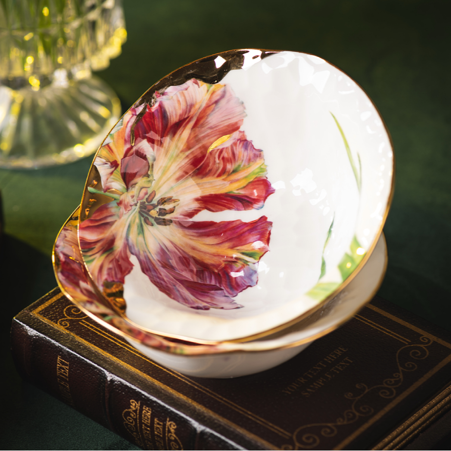 【奇居巍】航空瓷描金家用米饭碗小汤碗 遇见美好 5.5寸碗 2个装