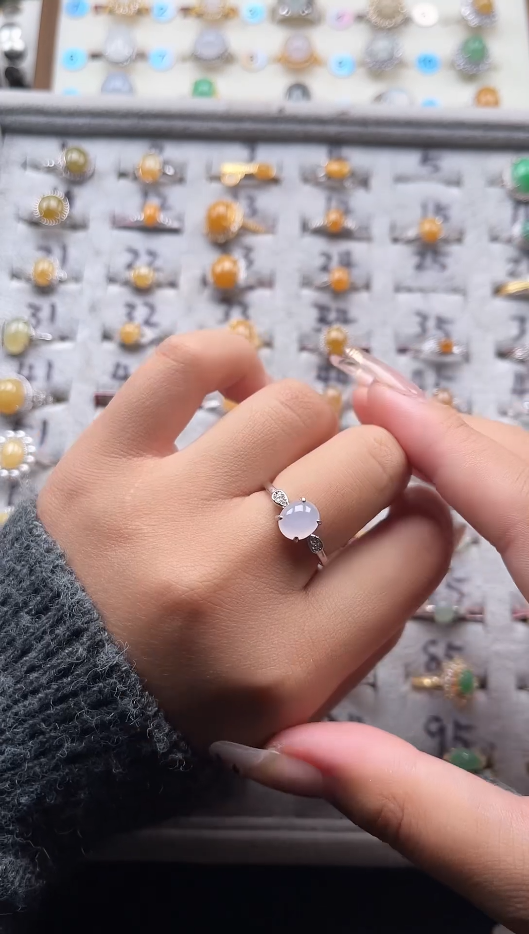 【闪购商品】翡翠戒指银S925镶嵌天然A货翡翠戒指