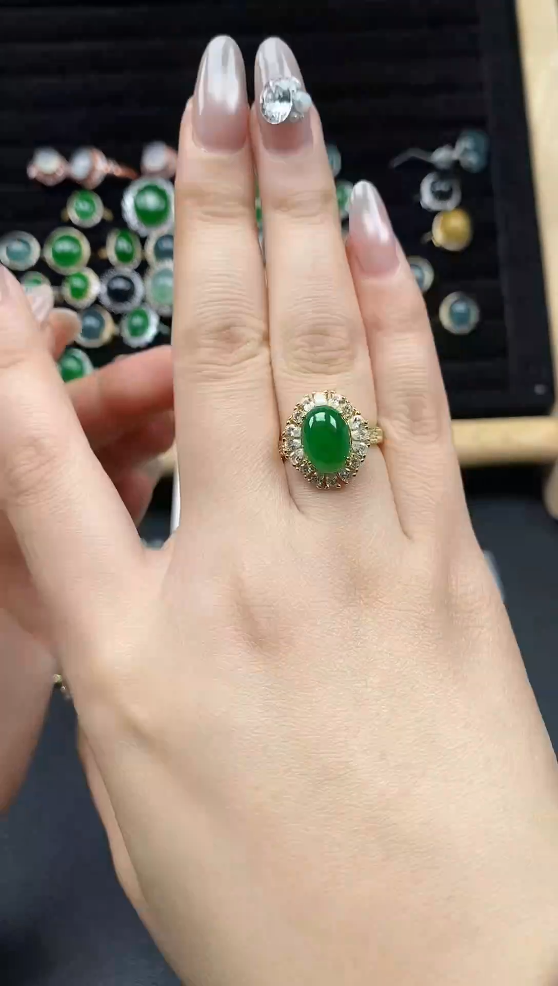 银S925镶嵌戒指翡翠111