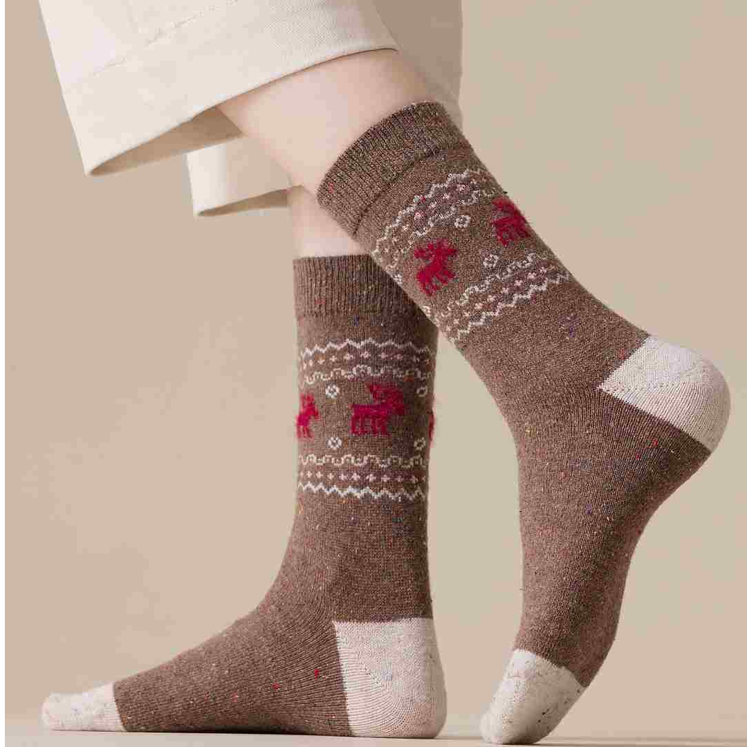 【厚款】费尔岛羊毛混纺中筒袜女-GYY103