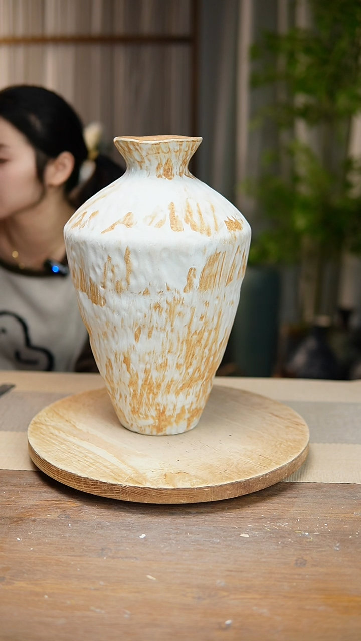 【闪购商品】陶瓷 花器诧寂黄高脚